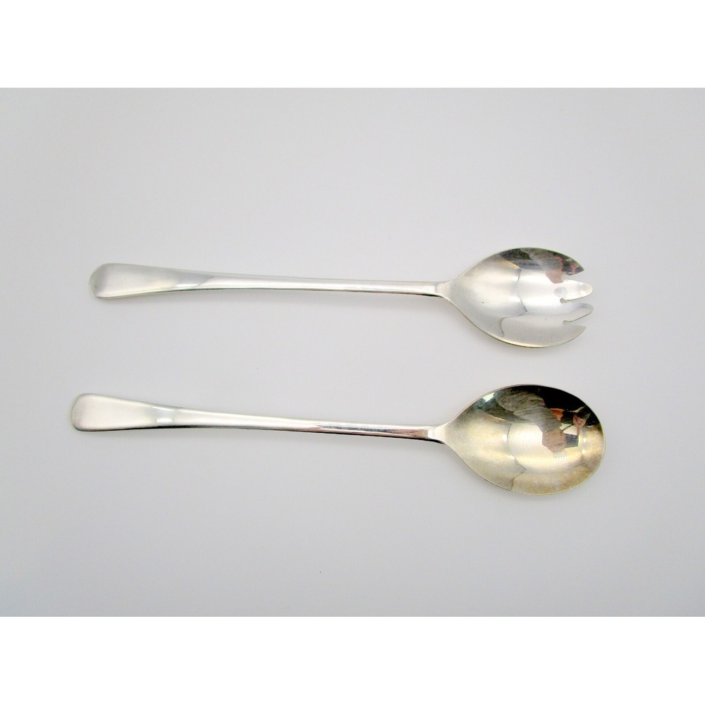 Vintage Sheffield England Silverplate Salad Serving Set Spoon Fork 9 3/8"